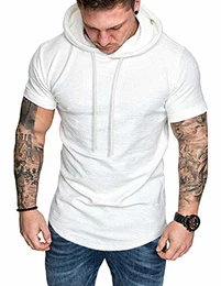 Herren Trainingsshirt Fitness Bekleidung Sportswear Casual Slim Fit , weiß, Gr. M