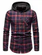 WHATLEES Herren Kariert Kapuzen Hemd Flanellhemd mit Kapuze DarkNavy M