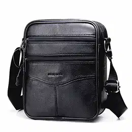 KSIBNW Herren Schultertasche aus echtem Leder Kopfschicht Rindsleder Mode Retro Kleine Herren Umhängetasche Umhängetasche Umhängetasche ipad Bag Pack Brieftasche für Herren (Schwarz)