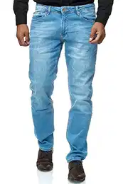 Herren-Jeans - Regular-Fit Straight-Cut - Stretch - Jeans-Hose Basic Washed 02-hellblau 28W / 30L
