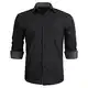 HISDERN Herren Schwarz gestreiftes Hemd Langarm Business Regular Fit Hochzeit Work Party Button-Down-Hemden