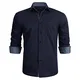 HISDERN Marineblaues Hemd Herren Hemd mit klassischem Kragen Lässig Formal Button-Down Regular Fit Hemden Langarm Plaid