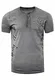 T-Shirt Herren Schwarz S - 3XL Kurzarm Rundhals Knopfleiste Seitliche Front Prints Tshirt Verwaschen 241, Farbe:Anthrazit, Größe S-3XL:M