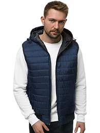 Herren Weste Steppweste Kapuze Vest Ärmellos Jacke Übergangs Daunenweste Herrenweste Steppweste Sportweste Übergangsjacke Bodywarmer Outdoor JS/MY88 DUNKELBLAU M