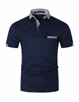 GHYUGR Herren Poloshirt Basic Kurzarm Polohemd Blau