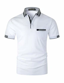 GHYUGR Herren Poloshirt Basic Kurzarm Polohemd Weiß