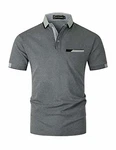 GHYUGR Herren Poloshirt Basic Kurzarm Polohemd Grau