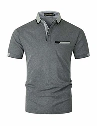 GHYUGR Herren Poloshirt Basic Kurzarm Polohemd Grau