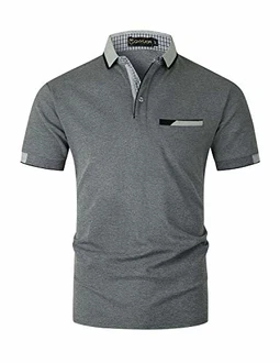 GHYUGR Herren Poloshirt Basic Kurzarm Polohemd Grau GHYUGR Herren Poloshirt Basic Kurzarm Polohemd Grau