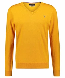 Herren Cotton Wool V-Neck Pullover, IVY Gold, M
