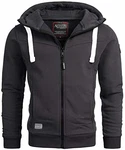 A. Salvarini Herren Pullover Langarm Sweatshirt Kapuzen Hoodie Biker AS123 (AS-123) Anthrazit (AS-123)