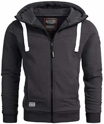A. Salvarini Herren Pullover Langarm Sweatshirt Kapuzen Hoodie Biker AS123 (AS-123) Anthrazit (AS-123)