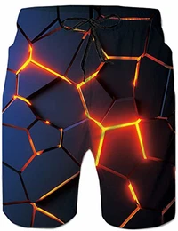 Badeshorts für Männer 3D Schnell Trocknend Geometrie Badehose Lustig Coole Hawaii Geometry Beach Shorts M