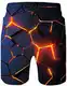 Loveternal Badeshorts für Männer 3D Schnell Trocknend Geometrie Badehose Lustig Coole Hawaii Geometry Beach Shorts M