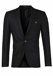 Herren Sakko Blazer Anzugjacke Jacke Jacket Klassisch Slim Fit Anzugssakko Business Freizeitjacke CJ115 Schwarz 50