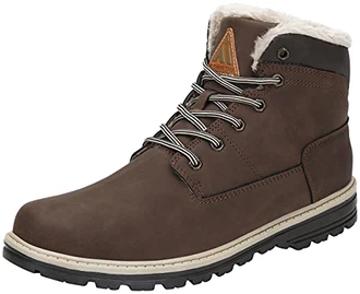 Mishansha Herren Wasserdicht Winterschuhe Winterstiefel Warm Gefüttert Stiefel Kurzschaft Winter Boots Schneestiefel Outdoor Rutschfest Leicht Wanderschuhe (028) Braun (024)