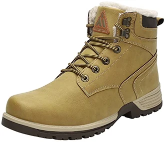 Mishansha Herren Wasserdicht Winterschuhe Winterstiefel Warm Gefüttert Stiefel Kurzschaft Winter Boots Schneestiefel Outdoor Rutschfest Leicht Wanderschuhe (028) Gelb (028)