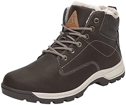 Mishansha Herren Wasserdicht Winterschuhe Winterstiefel Warm Gefüttert Stiefel Kurzschaft Winter Boots Schneestiefel Outdoor Rutschfest Leicht Wanderschuhe (028) Braun (026)