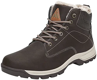 Mishansha Herren Wasserdicht Winterschuhe Winterstiefel Warm Gefüttert Stiefel Kurzschaft Winter Boots Schneestiefel Outdoor Rutschfest Leicht Wanderschuhe (028) Braun (026)