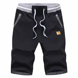 Kurze Hosen Herren Shorts Herren Sommer Freizeit Chino Stretch Kurze Hose Herren Baumwolle mit Taschen Schwarz M