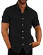 COOFANDY Herren Hemd Langarm Freizeithemd Leinenhemd aus Baumwolle Einfarbig Basic