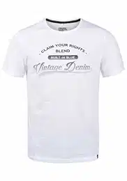 Pillo Herren T-Shirt Kurzarm Shirt mit Print und Rundhalsausschnitt, Größe:M, Farbe:Bright White (110601)