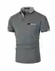 LIUPMWE Poloshirt Herren Kurzarm Baumwolle mit Brusttasche Polohemd Regular Fit Basic Streifen Tennis Golf T-Shirt,Dunkelgrau 3,M