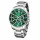 Herrenuhr VICVS Chronograph Analog Quarz wasserdichte Edelstahluhr Herren Große Leuchtende Business Date Uhr (Argento Verde)
