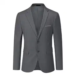 Sakko Herren Slim Fit Anzugjacke Business Blazer 2 Knöpfe Sakko für Hochzeit Freizeit Dunkelgrau M