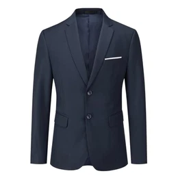 Sakko Herren Slim Fit Anzugjacke Business Blazer 2 Knöpfe Sakko für Hochzeit Freizeit Dunkelblau M