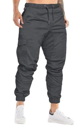 Cindeyar Herren Slim Fit Casual Jogger Sporthose Freizeithose Cargo Chino Jeans Hose Schwarz