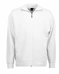 Sweatshirtjacke für Damen und Herren, ohne Kapuze, mit Reißverschluss und 2 Schubtaschen (weiß, M)