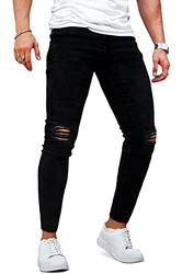GINGTTO Herren Jeans Slim Fit schwarz