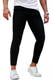 Skinny Jeans Herren Schwarze Super Stretch Slim Fit Jeans for Herren Skinny Fit Schwarze 32W/32L