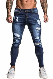 GINGTTO Jeans Herren Slim Fit Stretch Jeanshose Designer Denim Hose Jeans Hose,blau 34,Gr.32