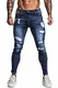 GINGTTO Jeans Herren Slim Fit Stretch Jeanshose Designer Denim Hose Jeans Hose,blau 34,Gr.32