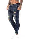GINGTTO Herren Slim Fit Stretch Jeanshose Designer Denim Hose Jeans (32) Blau