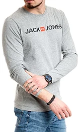 Jack and Jones Herren Langarmshirt & Longsleeve (Light Grey Melange Corp, M)