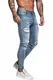 GINGTTO Jeans Herren Slim Fit Stretch Jeanshose Designer Denim Hose Jeans Hose,Blau 45,Size 32