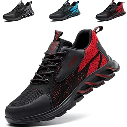 Sicherheitsschuhe Sportlich Herren S3 Arbeitsschuhe Damen Stahlkappe rutschfest Stahlkappenschuhe Sneaker 37-48 EU 8082/Rot 43