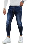 GINGTTO Herren Slim Fit Stretch Jeanshose Designer Denim Hose Jeans (32) Blau