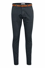Blend Brano Herren Chino Hose Stoffhose mit Gürtel und Stretchanteil Slim Fit, Größe:W32/32, Farbe:Black (194007)