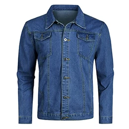 Jeansjacke Herren Denim Jacket Trucker Jacke Übergangsjacke für Männer Freizeitjacke Stretch Frühling Herren Jacke #609 Blau M
