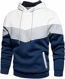Hoodie Herren Pullover Langarm Sweatjacke Kapuzenpullover Farbblock Sweatshirt Blue Small