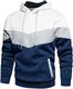 comefohome Hoodie Herren Pullover Langarm Sweatjacke Kapuzenpullover Farbblock Sweatshirt Blue Small