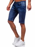 BOLF Herren Kurze Jeanshose Shorts Bermudas Jeans Short Kurze Hose Destroyed Used Denim Stretch Freizeithose [7G7] Dunkelblau (7G7)