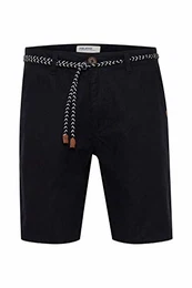 Blend BHMennok Herren Leinenshorts Kurze Leinenhose Bermuda mit Gürtel Regular fit, Größe:M, Farbe:Black (70155)