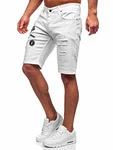 BOLF Herren Kurze Jeanshose Shorts Bermudas Jeans Short Kurze Hose Destroyed Used Denim Stretch Freizeithose [7G7] Weiß (7G7)