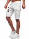 BOLF Herren Kurze Jeanshose Shorts Bermudas Jeans Short Kurze Hose Cargo Destroyed Used Denim Stretch Freizeithose RWX 3029-1 Weiss M [7G7]