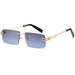 Retro randlose Sonnenbrille für Männer Frauen Rechteck Ultra-Small Frame Sonnenbrille Durchsichtige Brille